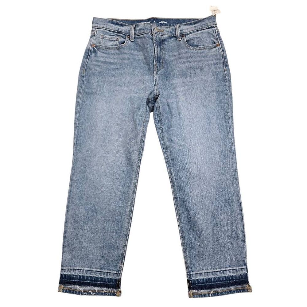 Old Navy Mid Rise Boyfriend Jeans Women's 8 Blue Denim Straight Pockets‎ Zip Fly